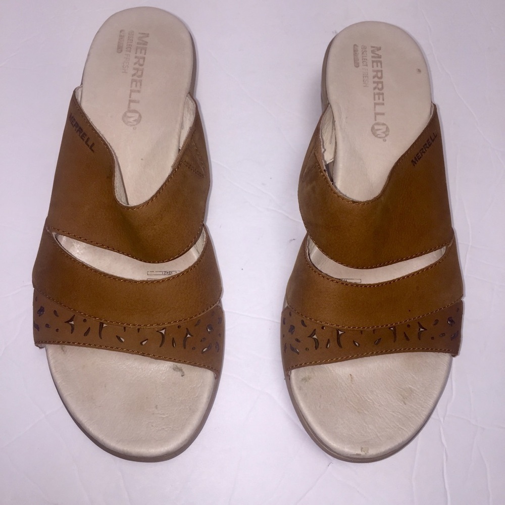 MERRELL oat straw veranda leather sandal size 8